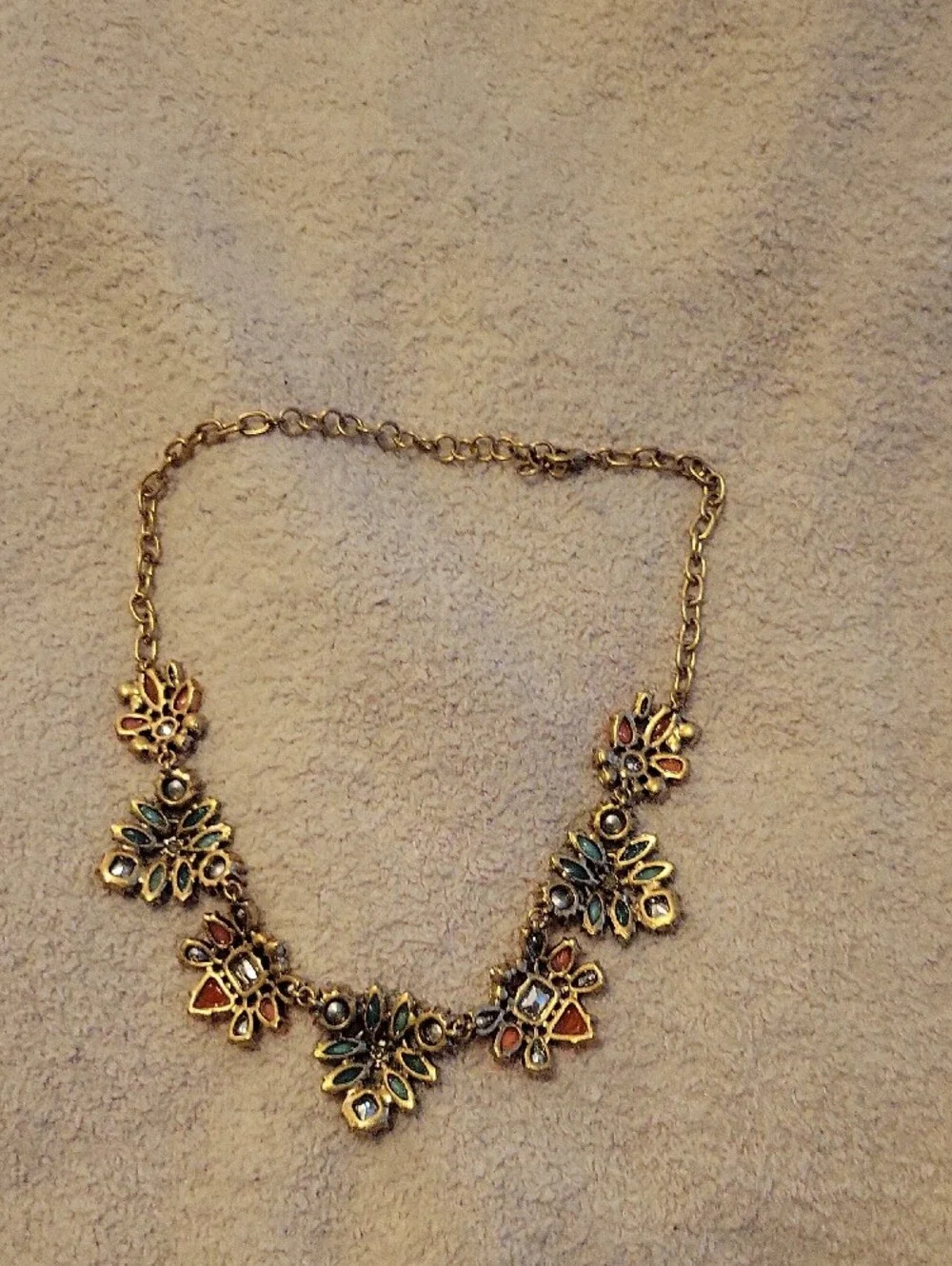 Stella & Dot Multicolor Floral Bib Necklace - Turquoise, Coral, Yellow & Black